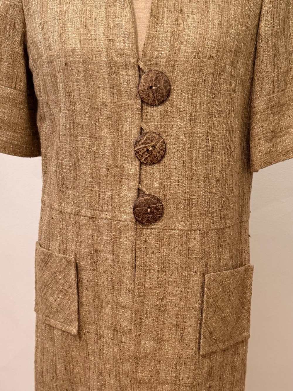 So Jackie O VTG, "Original Milly of New York" Duster w/ Gold Flecked Tweed, SZ 4 - Picture 5 of 11